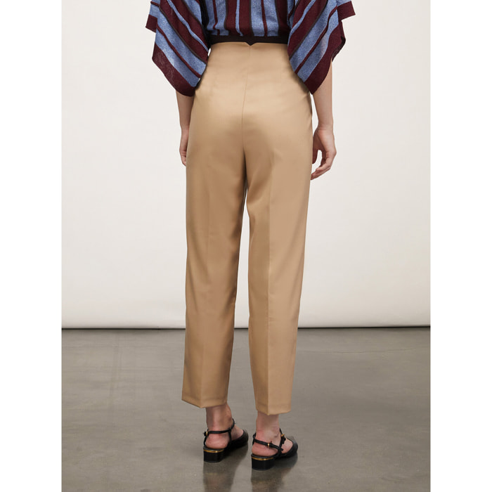 Motivi - Pantalón de corte zanahoria de cintura alta - Beige