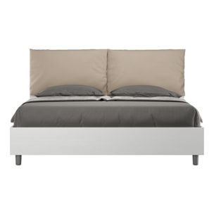 Cama con somier 160x200 con cojines cuero sintético gris paloma Egos Antea