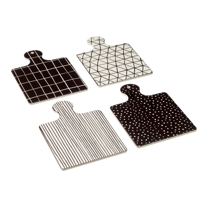 J-Line planche à découper - céramique - noir/blanc - 4 pcs