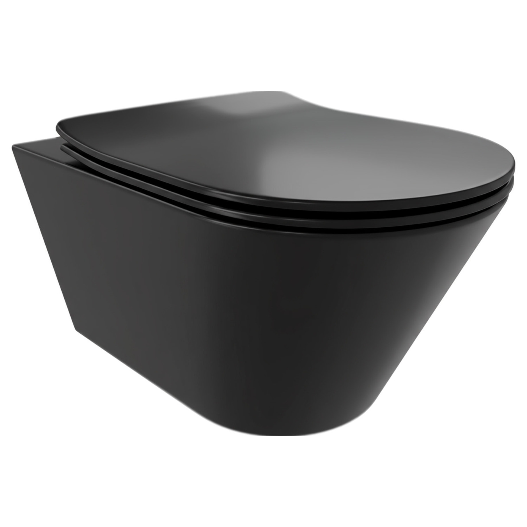 Coppia Sanitari Sospesi Vaso WC Rimless Con Tornado Flush E Bidet Sospeso Moderno Tondo In Ceramica Con Copriwater Chiusura Soft Close Nero Opaco