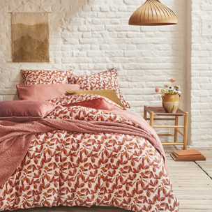 Parure de lit Housse de couette + Taie rectangle en percale de coton, ALLEGORIA, Rouge