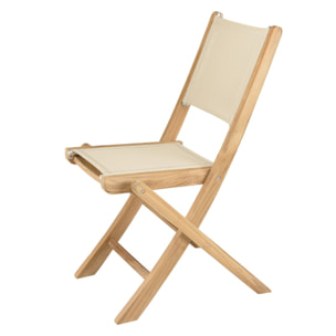 FUN - Ensemble de 2 chaises pliantes bois teck / textilène beige
