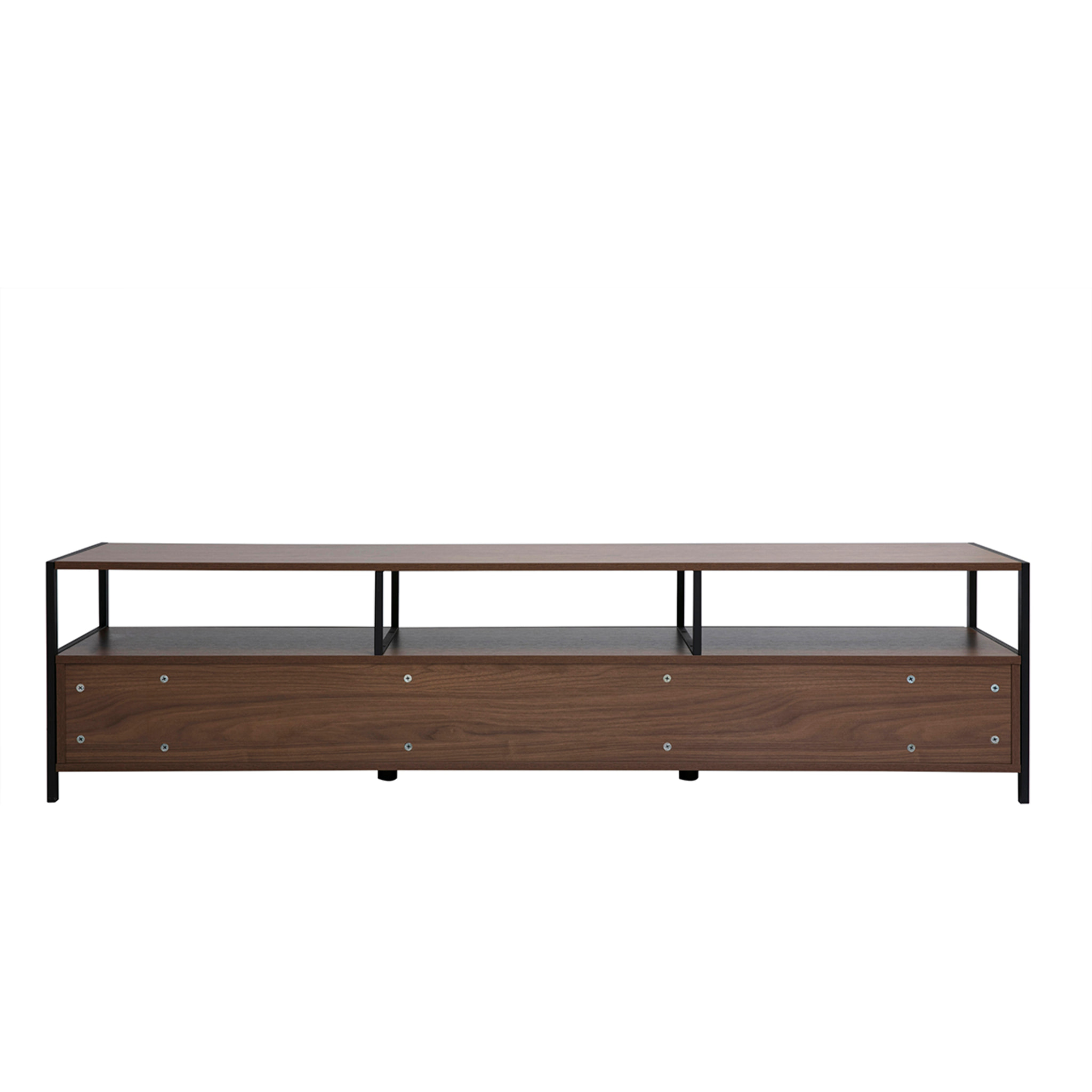 Meuble TV finition bois foncé noyer et métal noir L180 cm MAXENCE