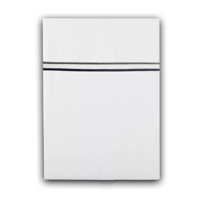 Drap plat satin de coton jeu d'unis blanc Palais chic gris