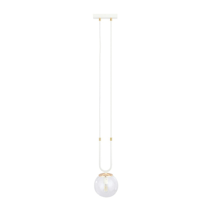Lampada a sospensione GLAM in acciaio bianco con dettagli dorati