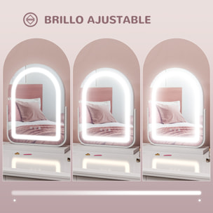 Espejo Maquillaje con Luz LED Espejo Tocador Giratorio con 3 Modos de Iluminación Ajustables Interruptor Táctil Rotación Regulable de 360° y Función de Memoria Blanco