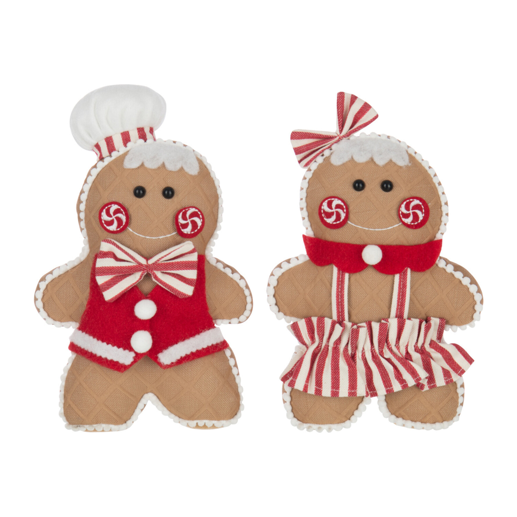 J-Line Pain D'épice Garçon/Fille Polyester Camel/Rouge Noël Small Assortiment De 2