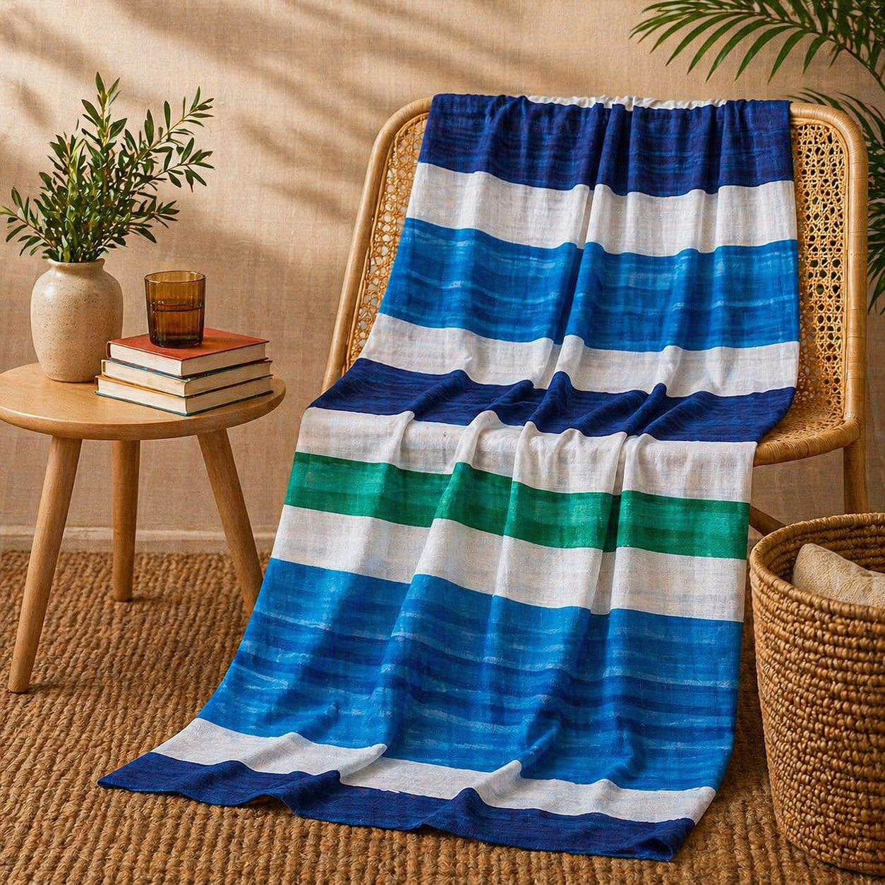 BASSETTI Telo Arredo/Multiuso Kinki 270x270 in 100% Cotone_Marine