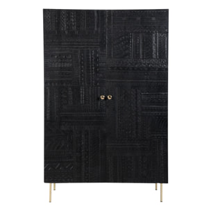 Armoire gravée en bois noir et métal doré - Chimane