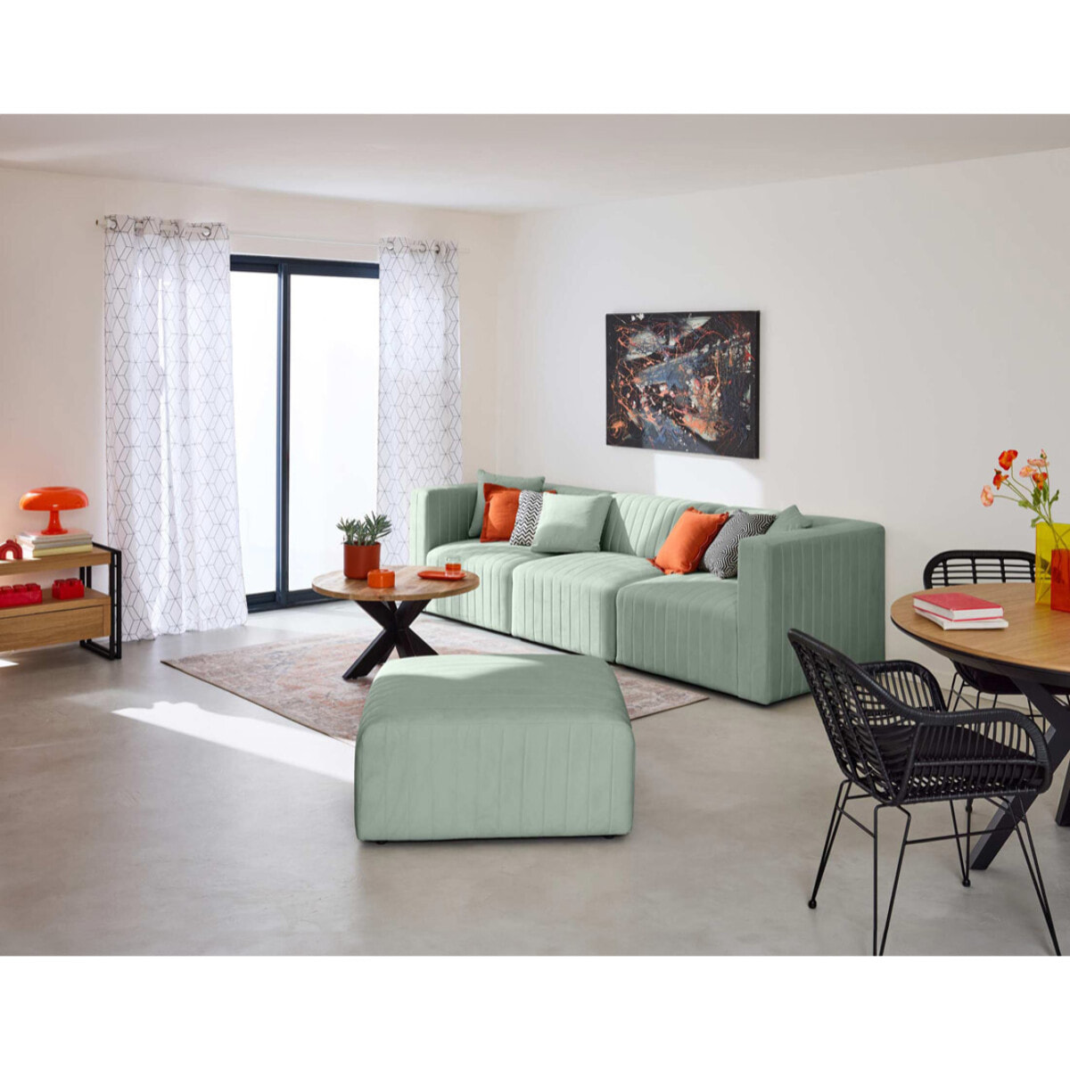 Nova - pouf modulable - en velours - Bleu