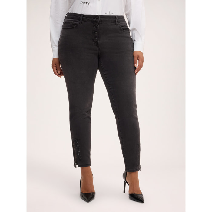 Fiorella Rubino - Jeans skinny con applicazioni di strass - Grigio