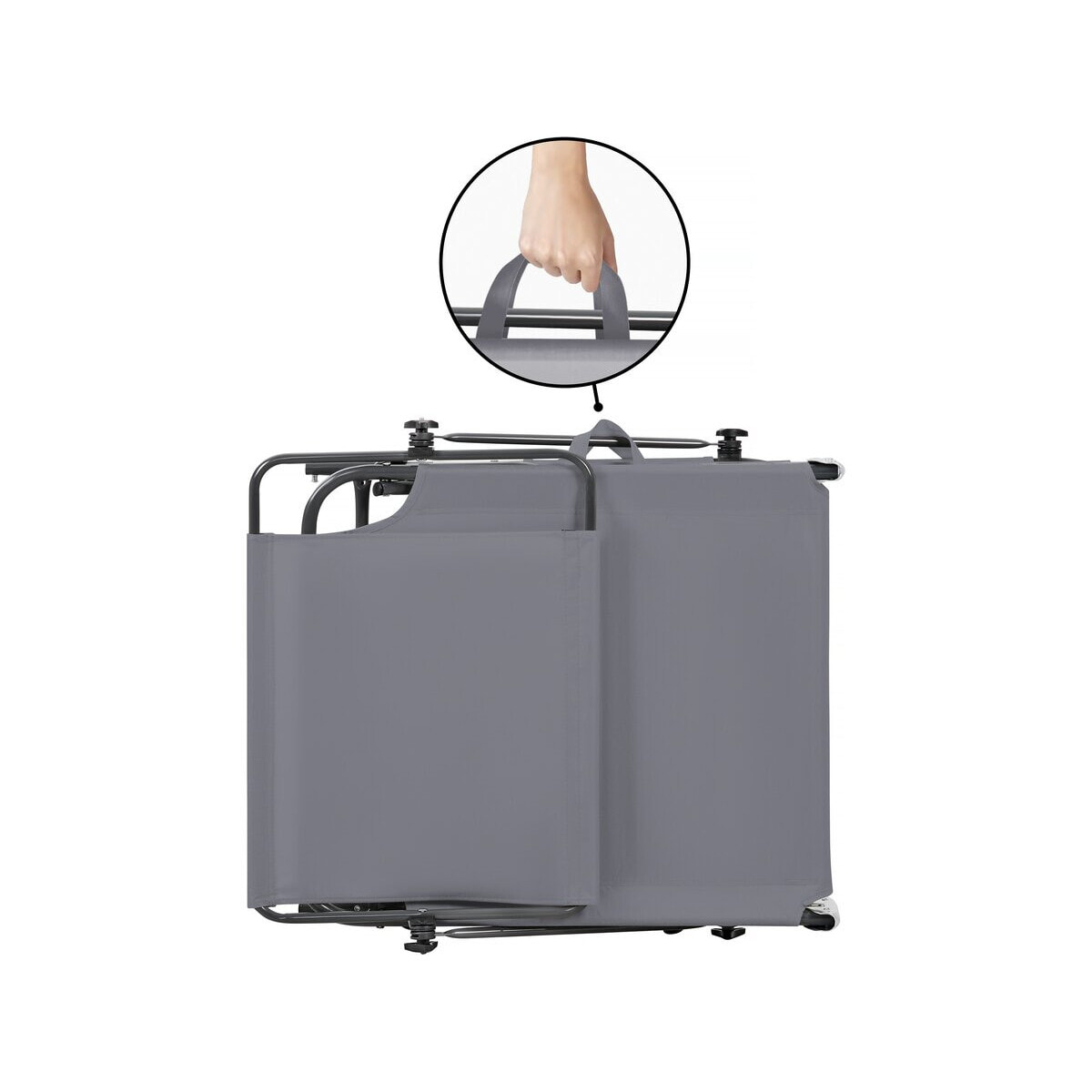 Lot de 2 bains de soleil pliable "Lazy" - Avec pare soleil - Gris