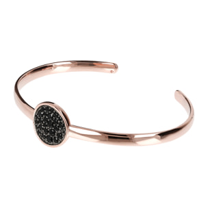 Bracciale Rigido con Elemento Tondo in Pavé di Spinello Nero