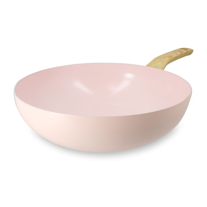 Wok en revêtement céramique 28cm rose - tous feux COLORAMA