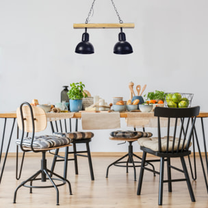 FORLIGHT Colgante Interior LED Helium E27 15W Madera Clara para Comedor, Cocina