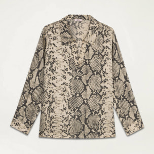 Oltre - Blusa con estampado reptil - Beige