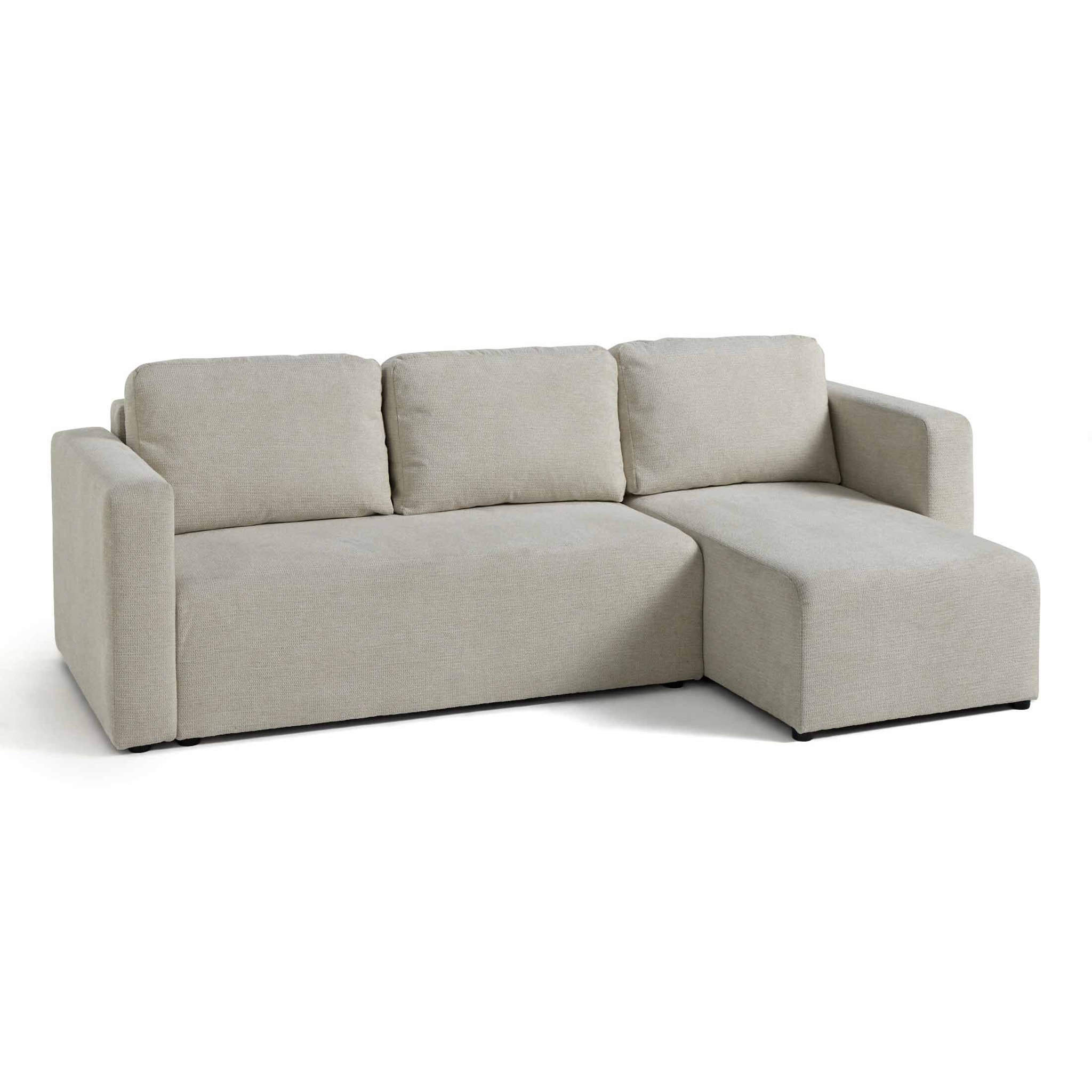 Canopy - canapé d'angle réversible - 4 places - convertible avec coffre - en tissu texturé - Beige