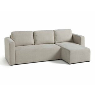 Canopy - canapé d'angle réversible - 4 places - convertible avec coffre - en tissu texturé - Beige