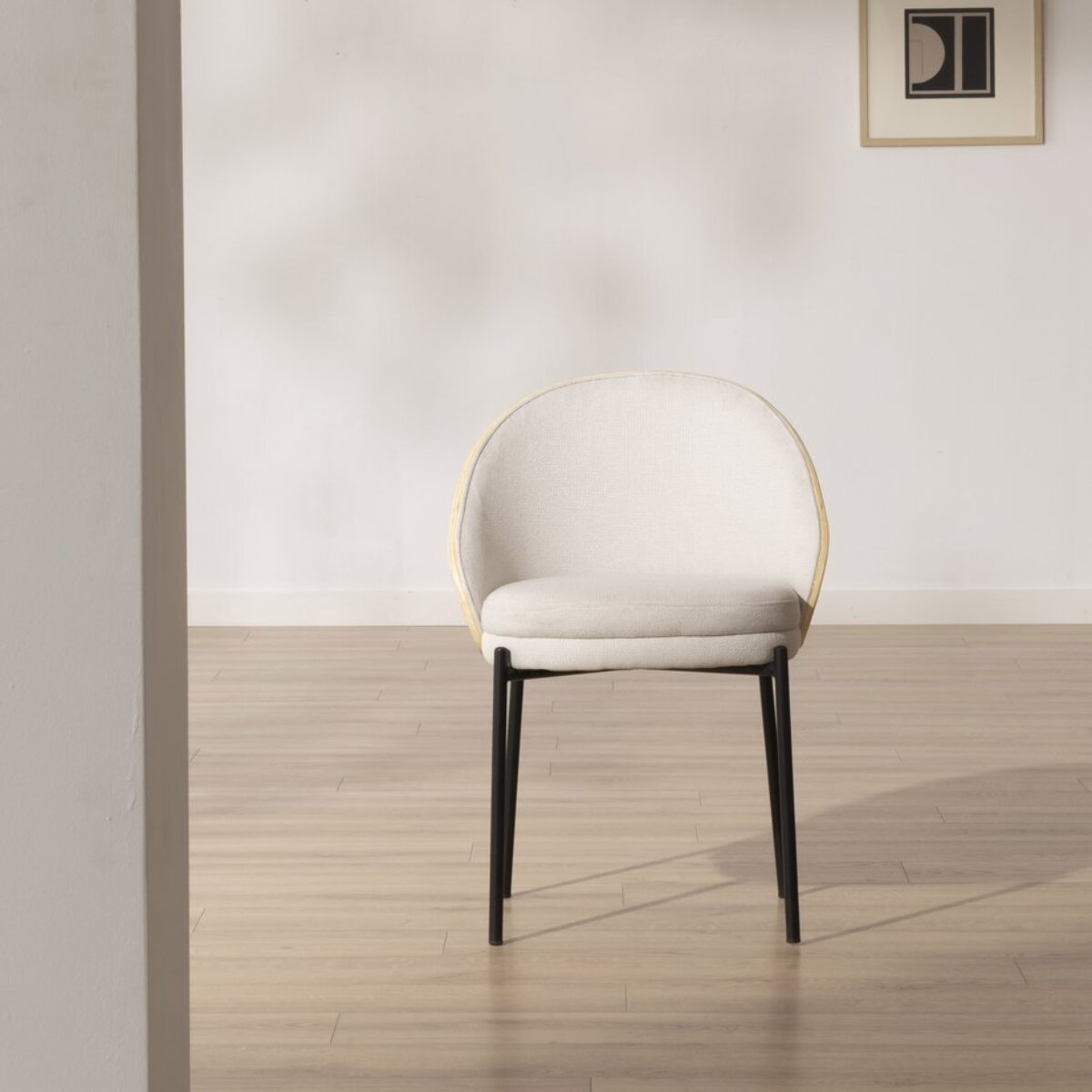 Chaise rembourrée Giza -tissu et bois-couleur beige 52 x 77 x 54 cm