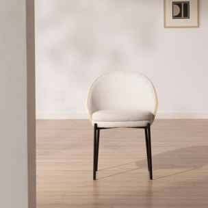 Chaise rembourrée Giza -tissu et bois-couleur beige 52 x 77 x 54 cm