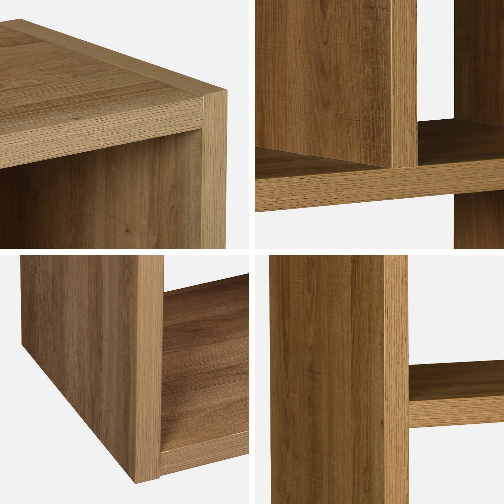 Etagère bibliothèque asymétrique 5 niveaux 10 compartiments. casiers. effet bois de manguier. L 111.2 x P 39 x H 190cm