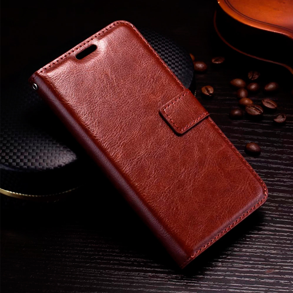 DAM Custodia a libro in ecopelle per iPhone X 7x2x14 cm. colore marrone