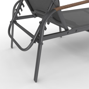 Transats inclinables Ozéa 5 positions textilène - lot de 2