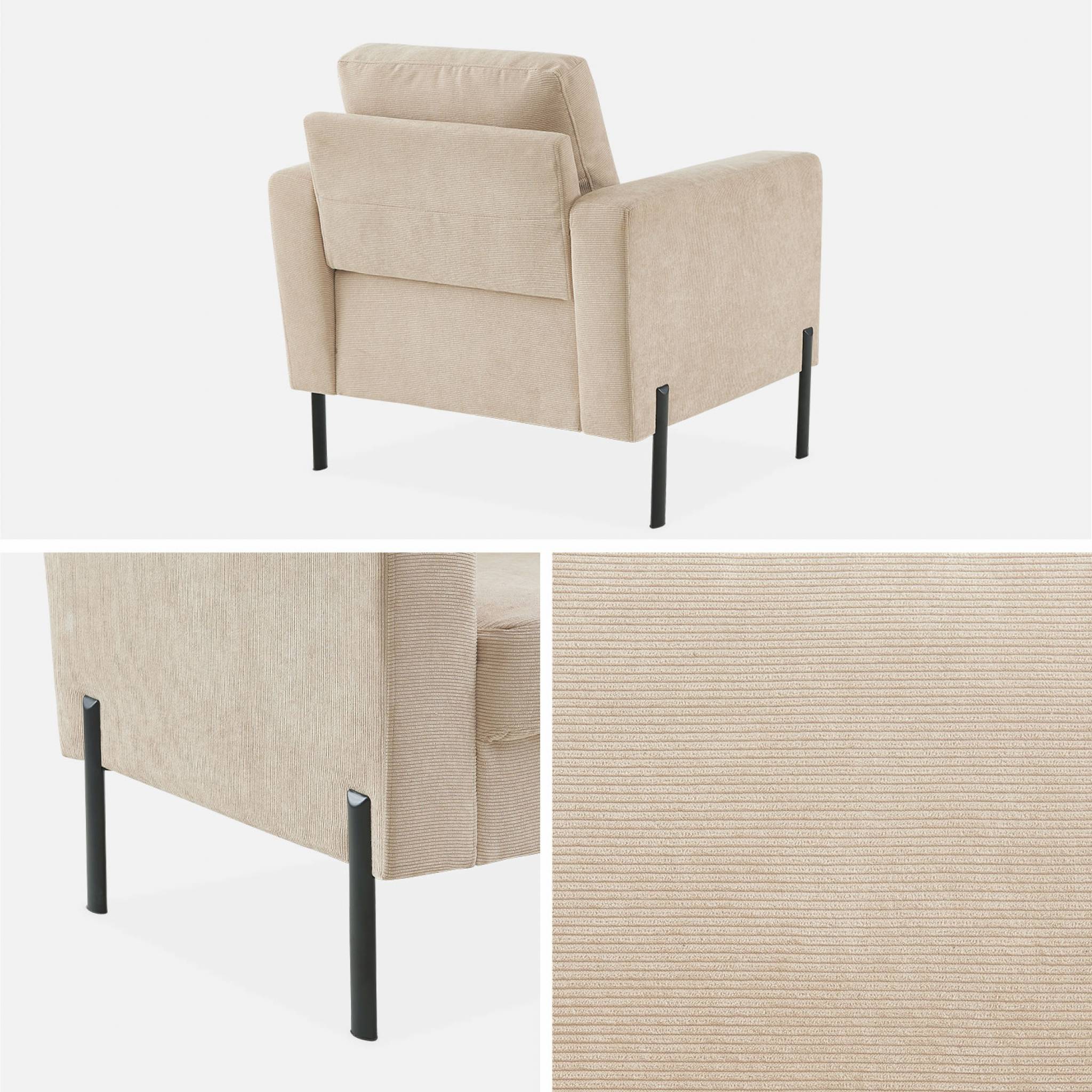 Fauteuil pieds métal velours côtelé BJORN