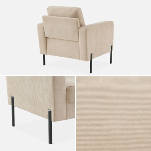 Fauteuil pieds métal velours côtelé BJORN