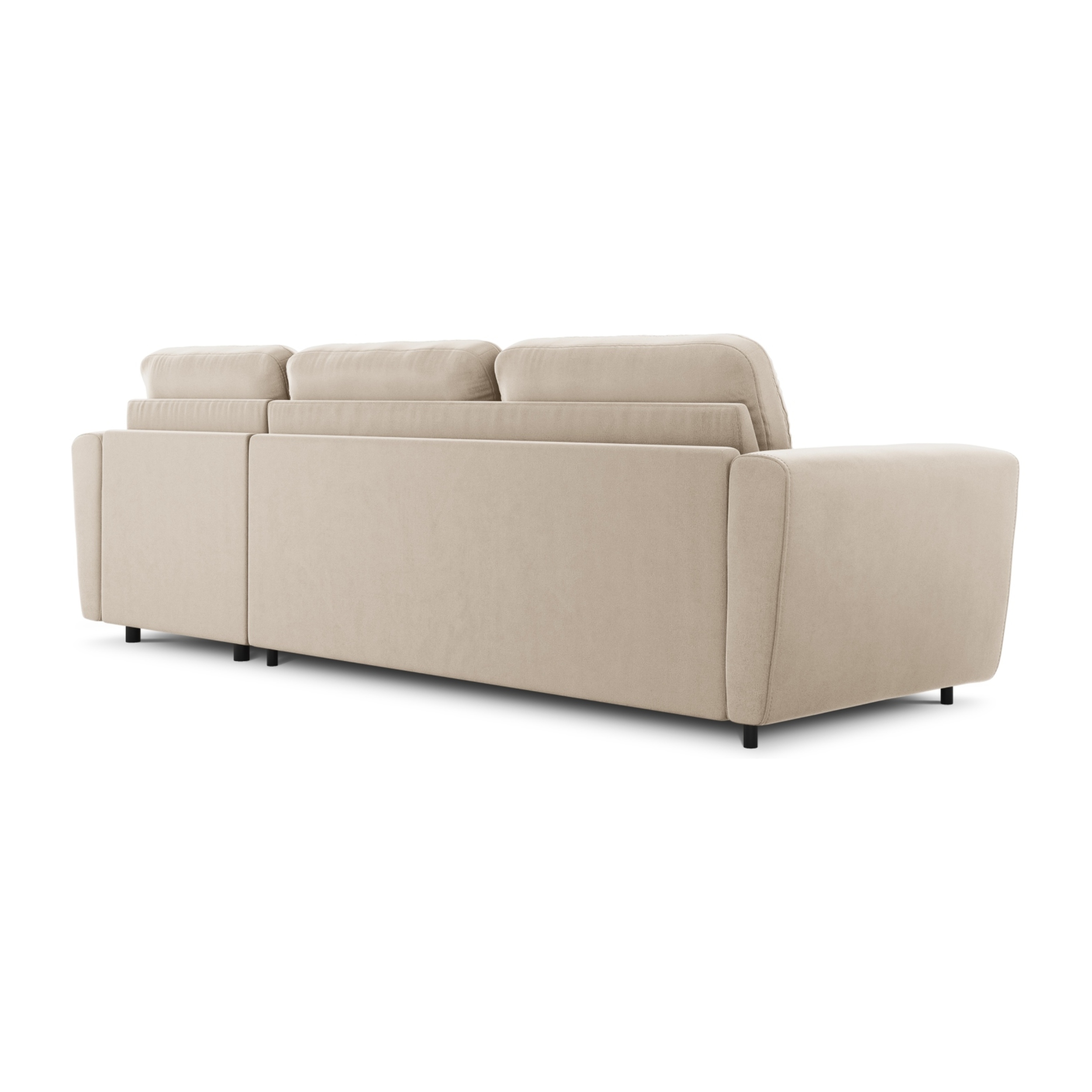 Canapé d'angle droit convertible avec coffre de rangement "Audra" 5 places en velours beige