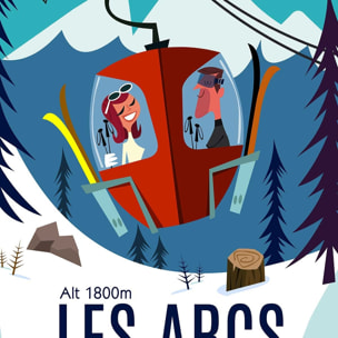 Poster de paradiski les arcs Affiche + cadre en bois - Noir