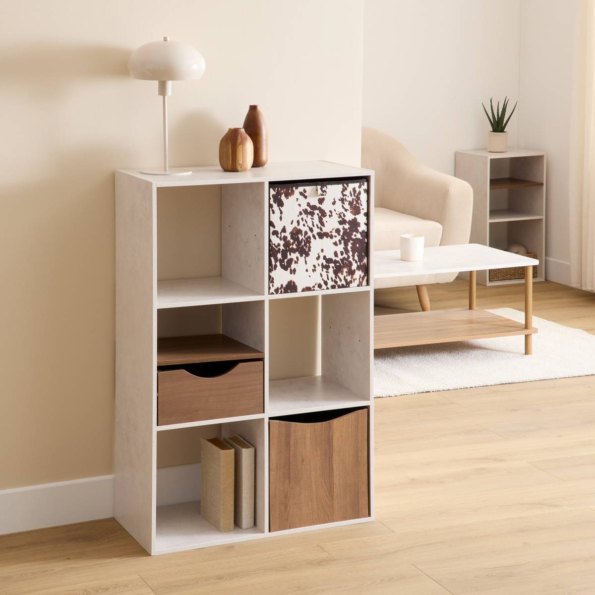 Étagère Mix'N Modul 6 cases rectangulaire beige