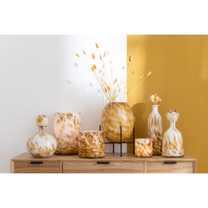 J-Line Vase+Pied Taches Vere Blanc/Ocre