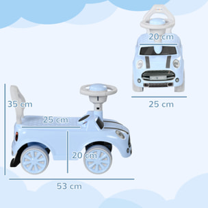 Correpasillos para Bebés de 18 a 36 Meses Coche Correpasillos con Volante Bocina y Sistema de Antivuelco Carga 25 kg 53x25x35 cm Azul Claro