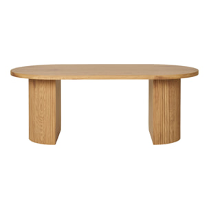 Tavolino da salotto Boavista naturale con doppia base cilindrica 120x60 cm