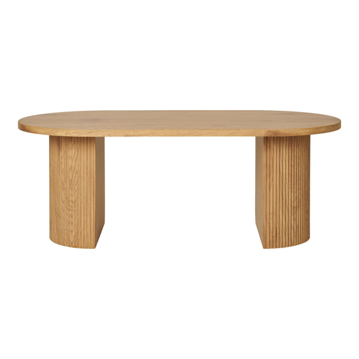 Tavolino da salotto Boavista naturale con doppia base cilindrica 120x60 cm