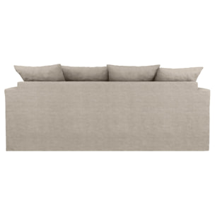 Canapé lin 4 pl SOFIA 197 cm fixe tissu Ficelle 100% déhoussable – Fab France