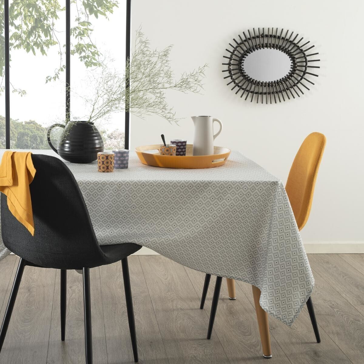 Nappe anti-tache "Etnik" gris 140x240cm