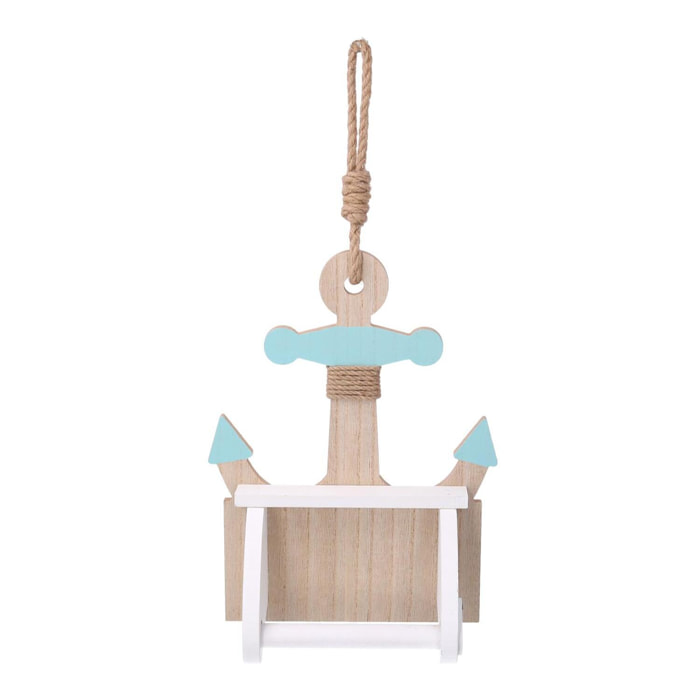 Portarotolo da appendere in legno mare a forma di ancora cm21,5x30/41x9