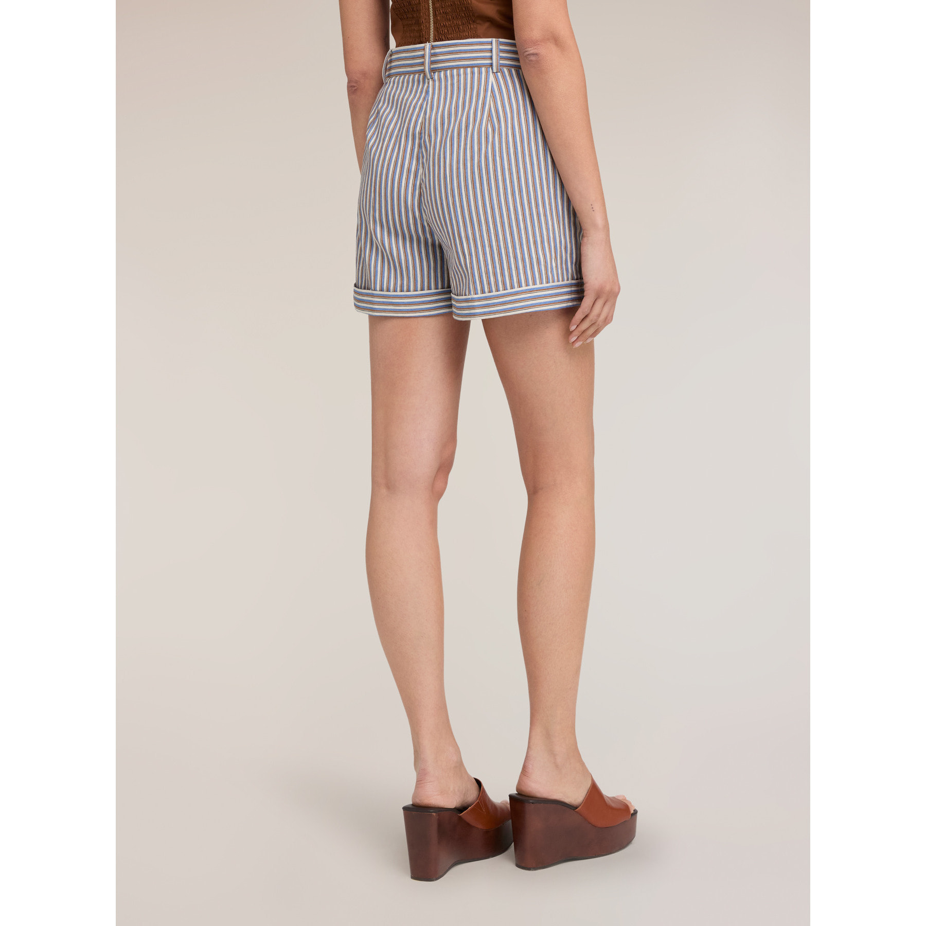 Motivi - Shorts a righe in misto cotone - Azzurro