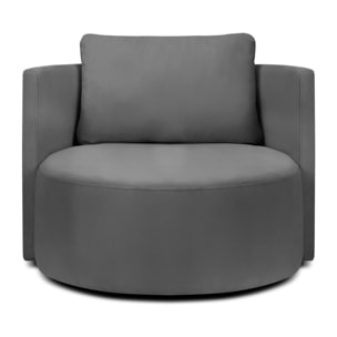 Fauteuil pivotant "Adam" en velours gris foncé