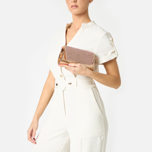 Pochette donna rosa oro a specchio con pietre