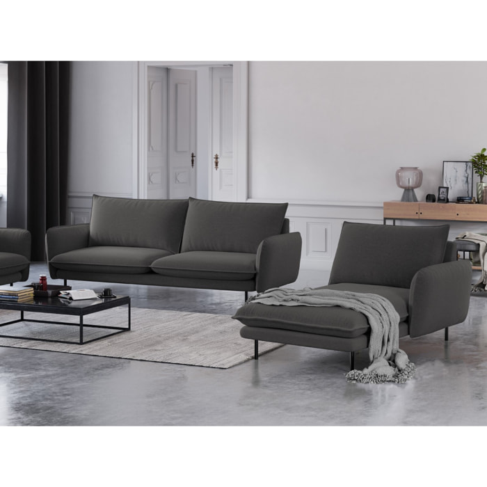 Méridienne droite "Vienna" en tissu structurel gris foncé