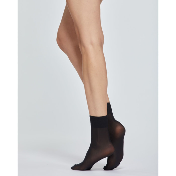 CALZA CORTA LADY VELATA CON BORDO IN PIZZO x2