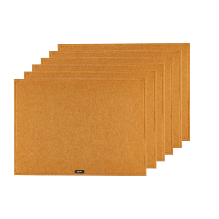Set de table rectangulaire - 6 pièces - Feutre recyclé marron