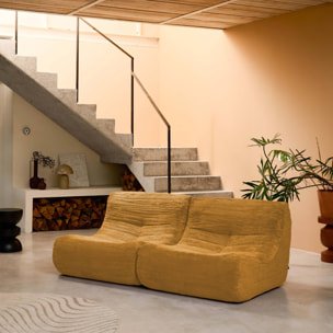 Chauffeuse velours côtelé 2 places moutarde L 91 x P 105 x H 72 cm - SOKOL