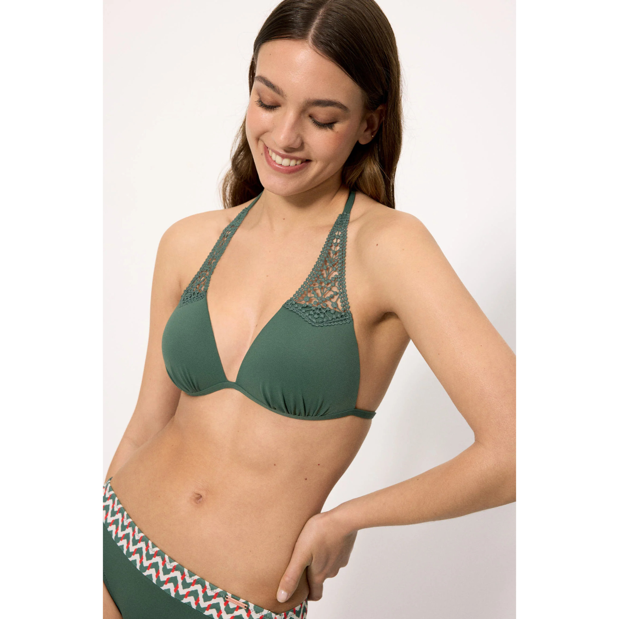 Top bikini a triangolo push-up Verde