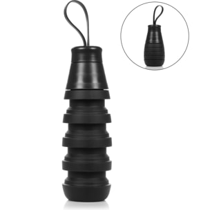 Bottiglia sportiva pieghevole in silicone. 250 a 500ml, privo di BPA, tappo a vite in PP.