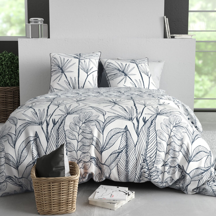 Parure housse de couette imprimé 100% coton - orphée - noir