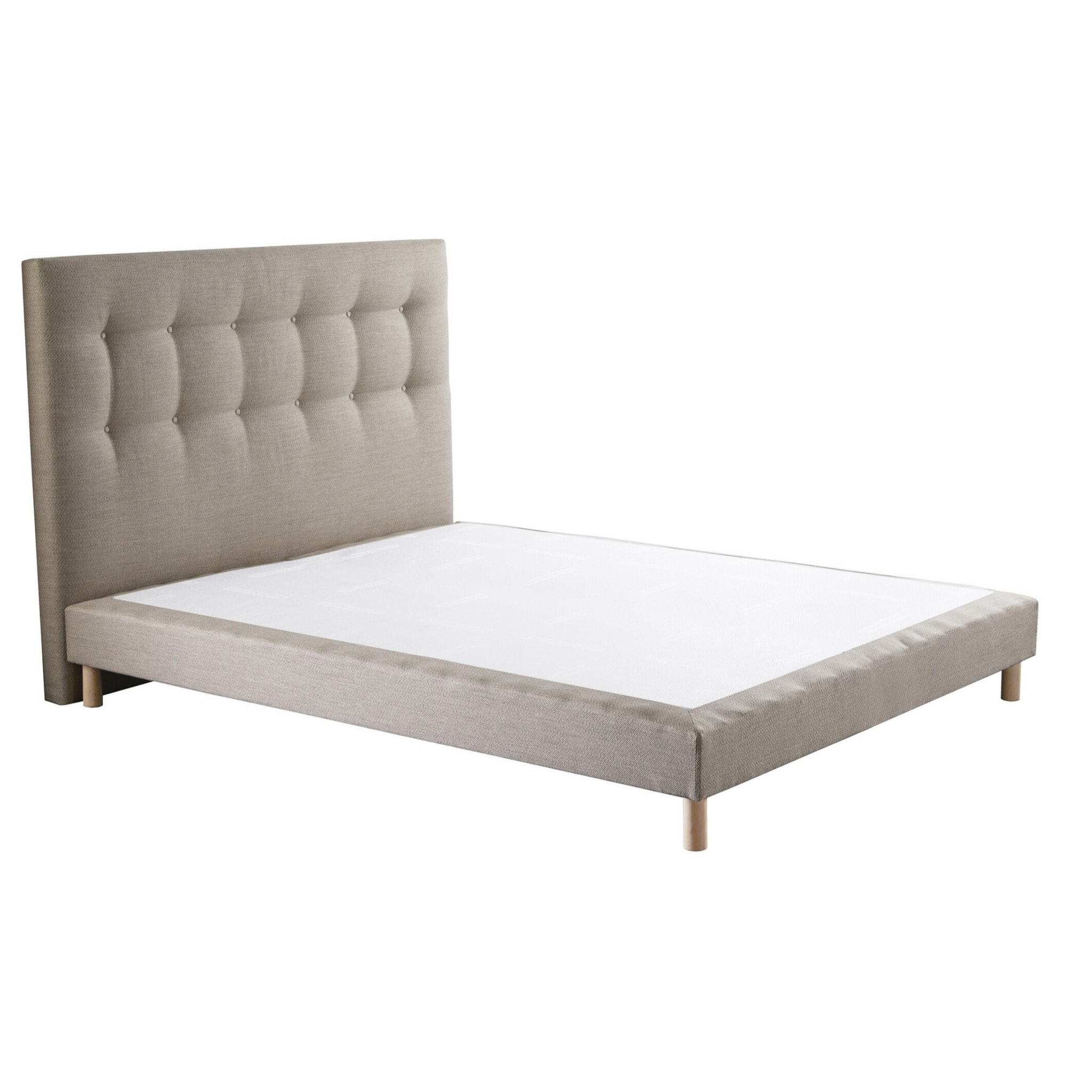 Ensemble sommier tapissier, SYMBIOSE, tête de lit capitonnée beige